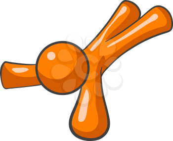 A vector illustration of an orange man tripped and lying on his back or face...its hard to tell.