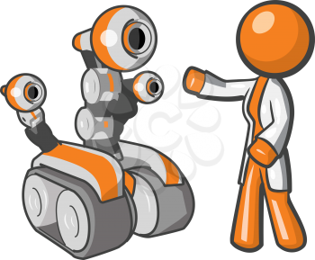 Orange person robotics technician