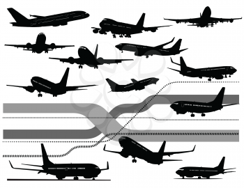 Royalty Free Clipart Image of Airplanes
