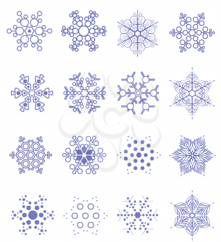 Royalty Free Clipart Image of 16 Snowflakes