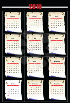 Royalty Free Clipart Image of a 2010 American Calendar