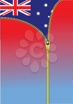 Royalty Free Clipart Image of a Zipper Opening on an Australian Flag