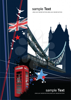 Royalty Free Clipart Image of London Bridge and the Union Jack
