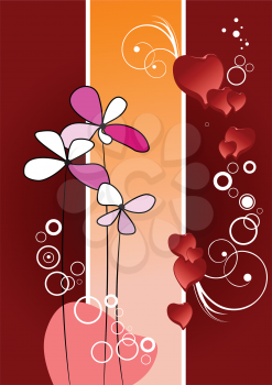 Royalty Free Clipart Image of a Hearts and Flowers Background