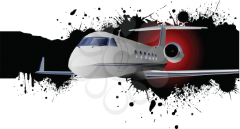 Royalty Free Clipart Image of a Banner With a Plane