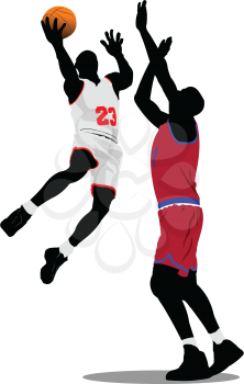 Royalty Free Clipart Image of Two Basketball Players