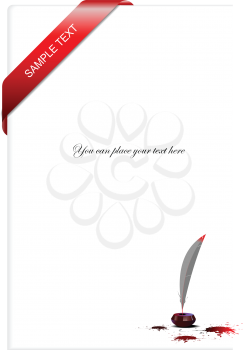 Royalty Free Clipart Image of a Blank Page With an Inkwell in the Bottom Right Corner