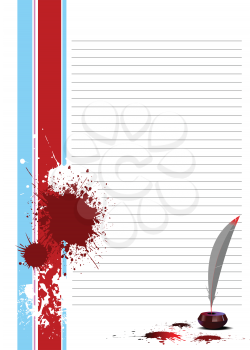 Royalty Free Clipart Image of Blank Notepaper With a Pen in the Bottom Left Corner