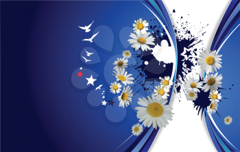Royalty Free Clipart Image of a Summer Background With Daisies