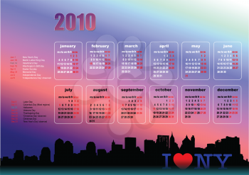 Royalty Free Clipart Image of an I Love New York Calendar