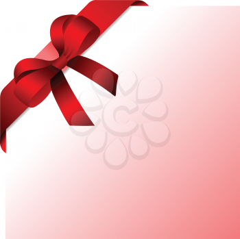 Royalty Free Clipart Image of a Pink Page With a Red Bow in the Corner