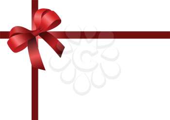 Royalty Free Clipart Image of a Card With a Red Ribbon in the Corner