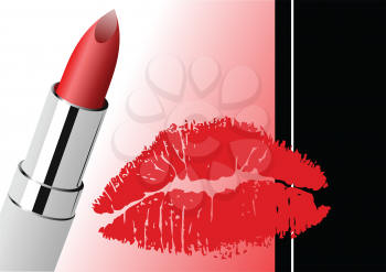 Royalty Free Clipart Image of Lipstick and a Lip Smudge