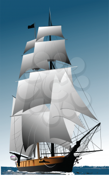 Royalty Free Clipart Image of a Sailing Vessel