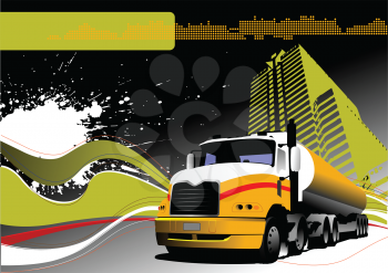 Royalty Free Clipart Iamge of a Truck Before a Building