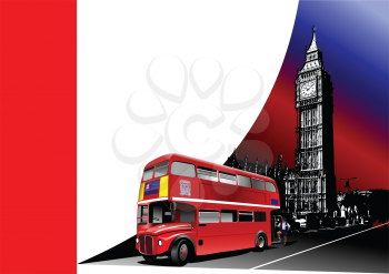 Royalty Free Clipart Image of a Double Decker Bus in London