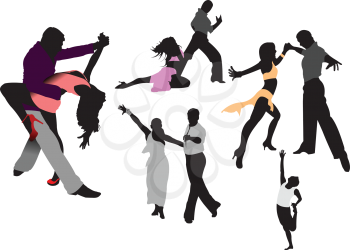 Royalty Free Clipart Image of Couples Dancing