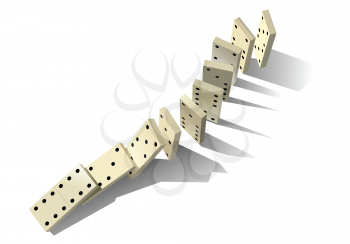 Royalty Free Clipart Image of Falling Dominoes