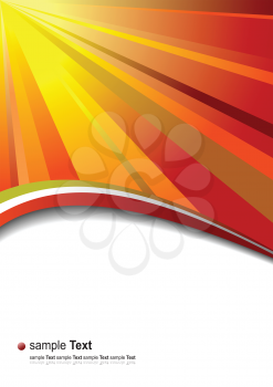 Royalty Free Clipart Image of a Background With Bright Radiant Stripes From the Top Right Corner