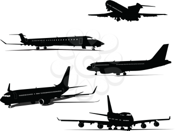 Royalty Free Clipart Image of Five Planes
