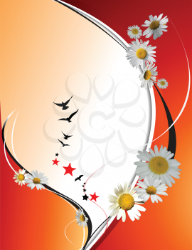 Royalty Free Clipart Image of a Floral Background With Daisies