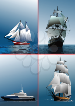 Royalty Free Clipart Image of Four Ships