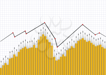 Royalty Free Clipart Image of a Graph of Pencils