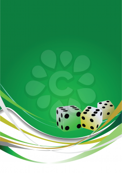 Royalty Free Clipart Image of Dice on a Green Background