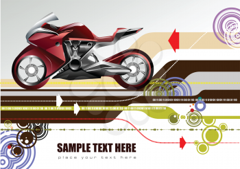Royalty Free Clipart Image of a Background With a Motorcycle