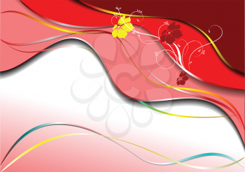 Royalty Free Clipart Image of a Background in Shades of Red With a Yellow and Red Flower