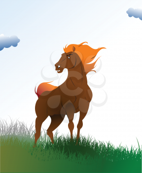 Royalty Free Clipart Image of a Horse Standing in Grass