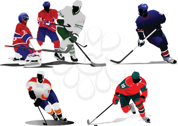 Royalty Free Clipart Image of Hockey Players
