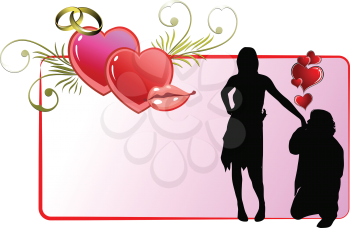Royalty Free Clipart Image of a Man Kissing a Woman's Hand