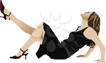 Royalty Free Clipart Image of Woman Reclining With One Leg Raised