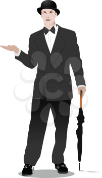 Royalty Free Clipart Image of a Man With an Umbrella
