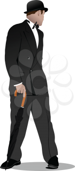 Gentleman  with umbrella. Vector illustration