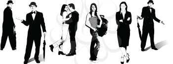 Royalty Free Clipart Image of Men and Women
