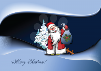 Royalty Free Clipart Image of a Christmas Greeting With Centre and a Tree in the Centre
