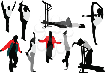 Royalty Free Clipart Image of Nine Sport Silhouettes