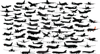 Royalty Free Clipart Image of a Large Number of Airplanes