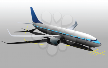 Royalty Free Clipart Image of an Airplane on the Runway