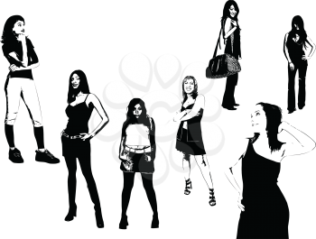 Royalty Free Clipart Image of a Group of Girls