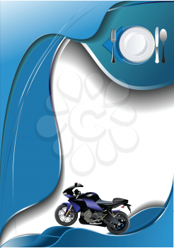 Royalty Free Clipart Image of a Restaurant Menu With a Motorcycle