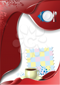 Royalty Free Clipart Image of a Cup and Place Setting With a Gingham Patch