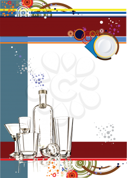 Royalty Free Clipart Image of a Menu With Liquor and a Plate