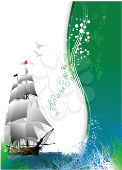 Royalty Free Clipart Image of a Sailing Vessel
