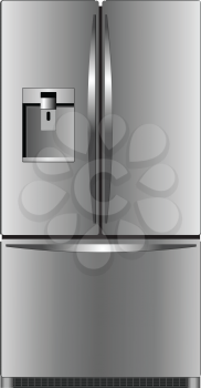 Royalty Free Clipart Image of a Stainless Steel Refrigerator