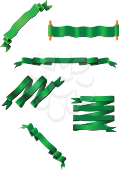 Royalty Free Clipart Image of Six Green Ribbons