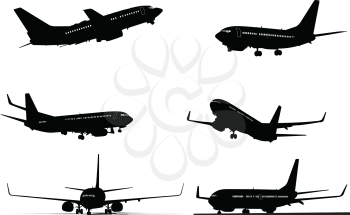 Royalty Free Clipart Image of Six Plane Silhouettes