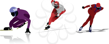 Royalty Free Clipart Image of Three Speed Skaters